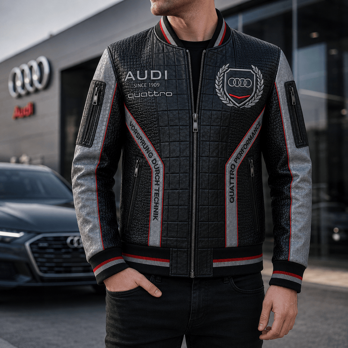 Premium AUD Leather Zipper Jacket TNSM