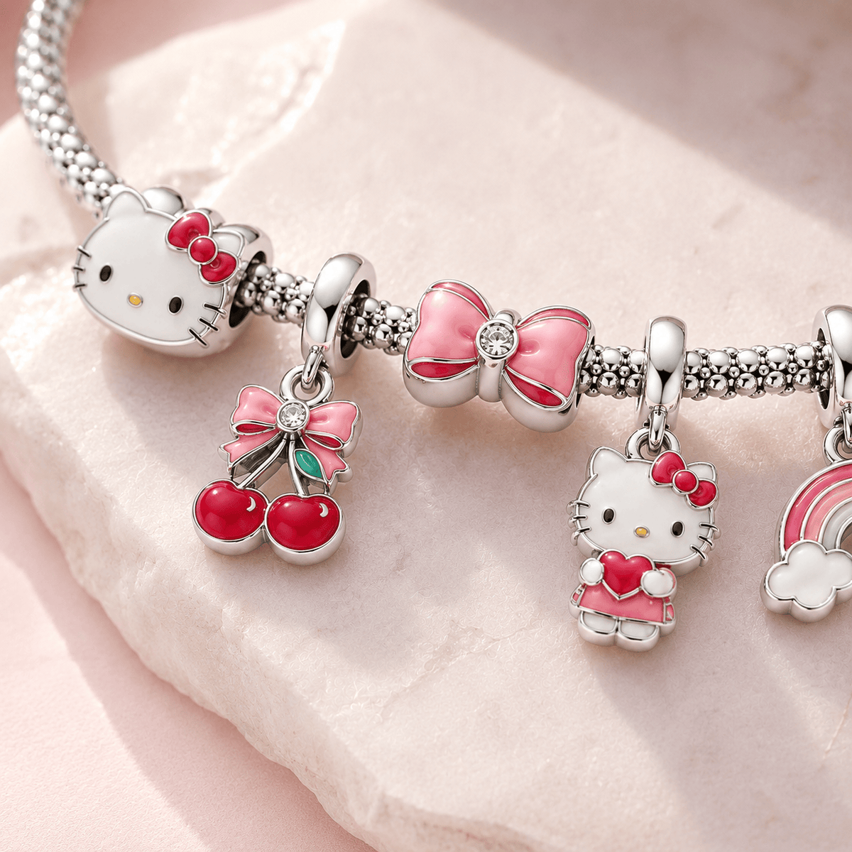 HLKT Silver Charm Bracelet Set TTTT