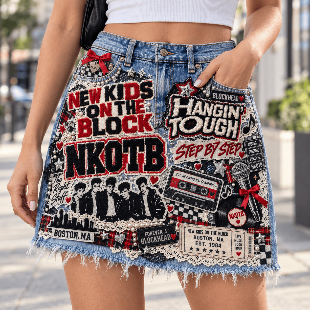 NKOTB Embellished Denim Skirt DNBN