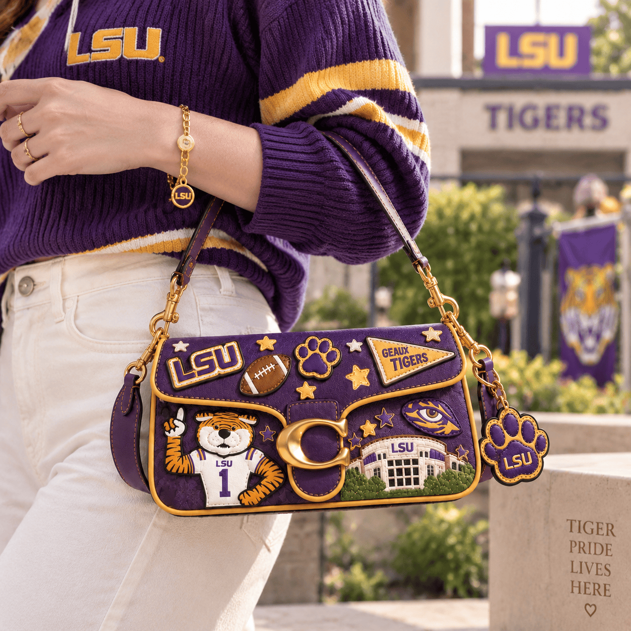Premium LSU Coach Shoulder Cross With Charm NPL
