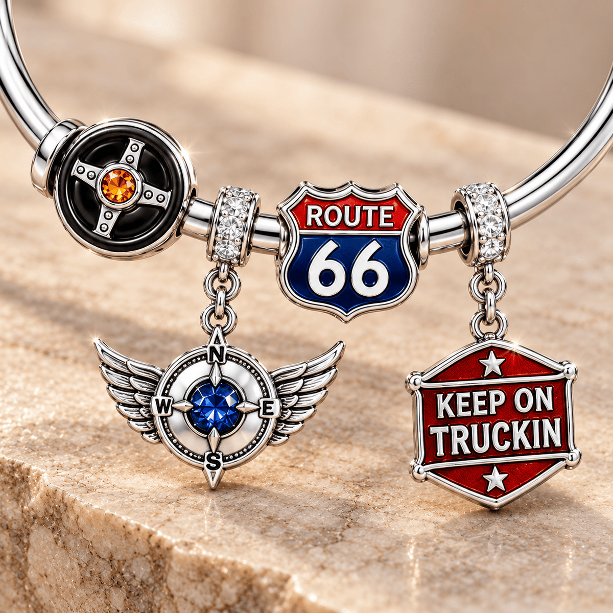 TRUCK Silver Charm Bracelet Set TMH