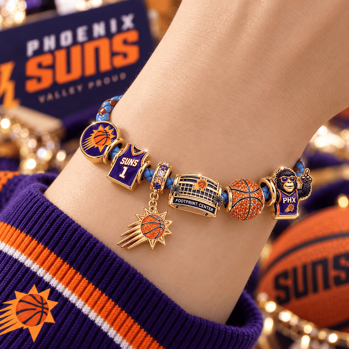 PNS Braided Leather Charm Bracelet Set VTH