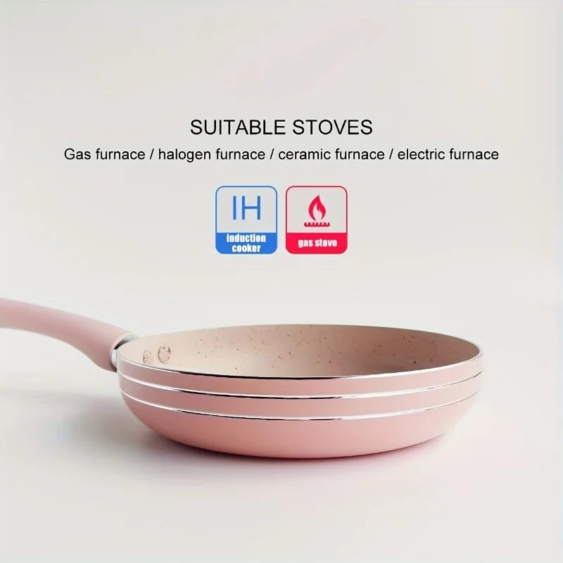 1pc 6.5" Pink Maifan Stone Skillet Non-Stick Aluminum Rubber Handle Easy Clean | 24-hour Shipping