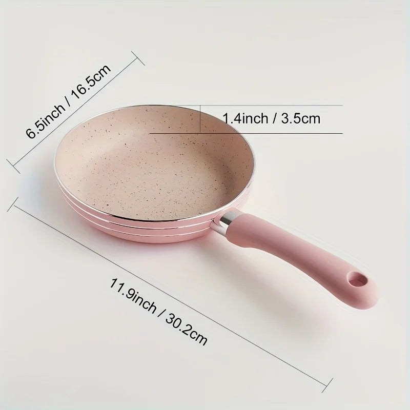 1pc 6.5" Pink Maifan Stone Skillet Non-Stick Aluminum Rubber Handle Easy Clean | 24-hour Shipping