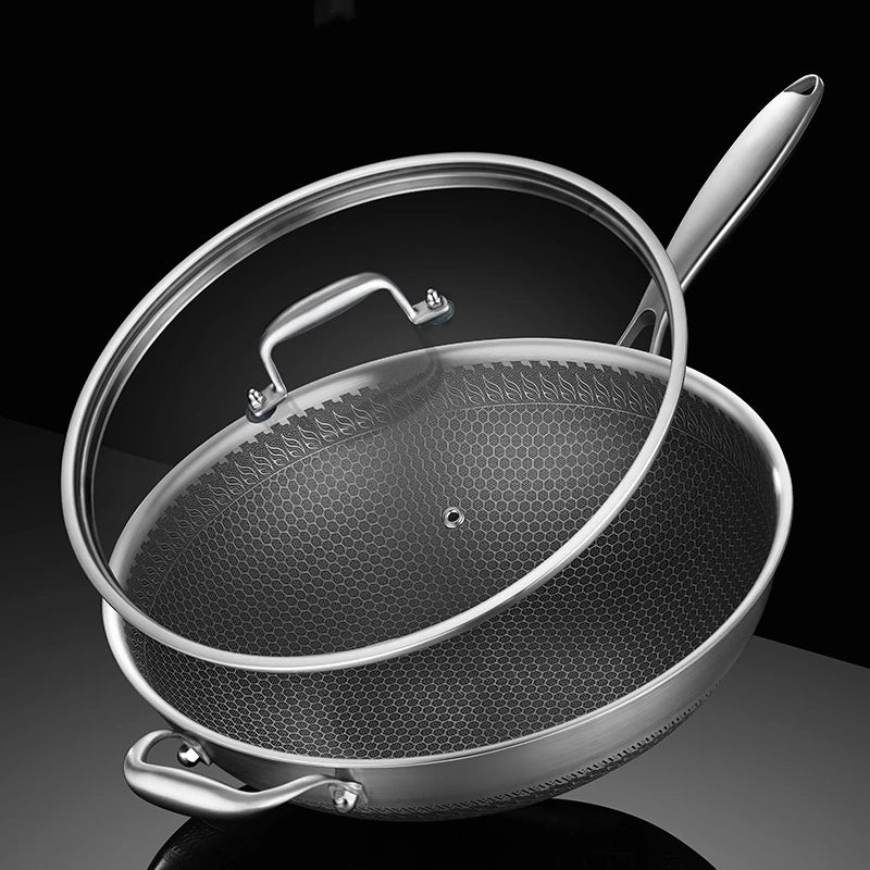 LFGB Certification 316L Stainless Steel Non-Stick Cooking Pan 99.9% Anti-bacterial Kitchen Pot with Never Blackened Bottom